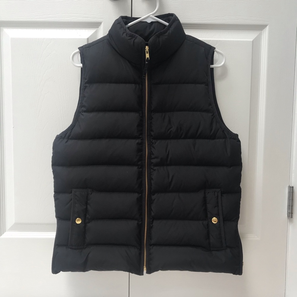 J Crew Black Down Puffer Vest